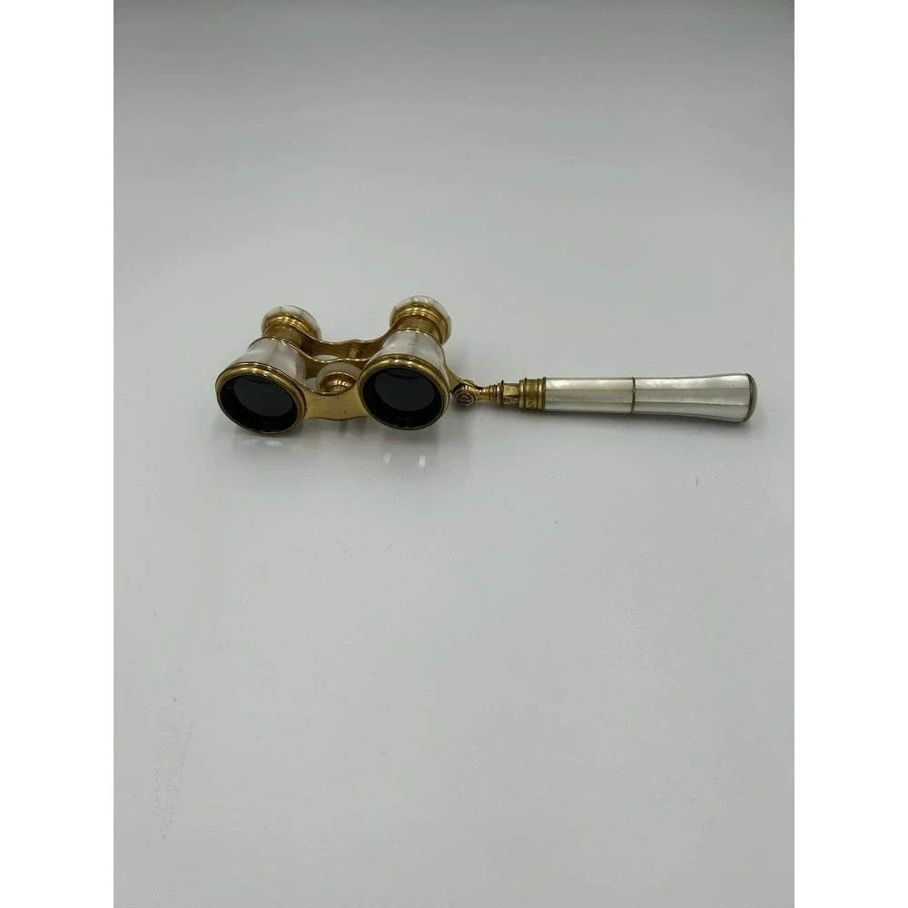 Lemaire Fils Paris Antique Opera Glasses Mother of Pearl Handle Gold Tone